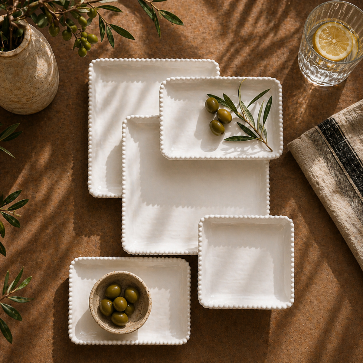 Ceramic Beaded Plate - 10"x10"