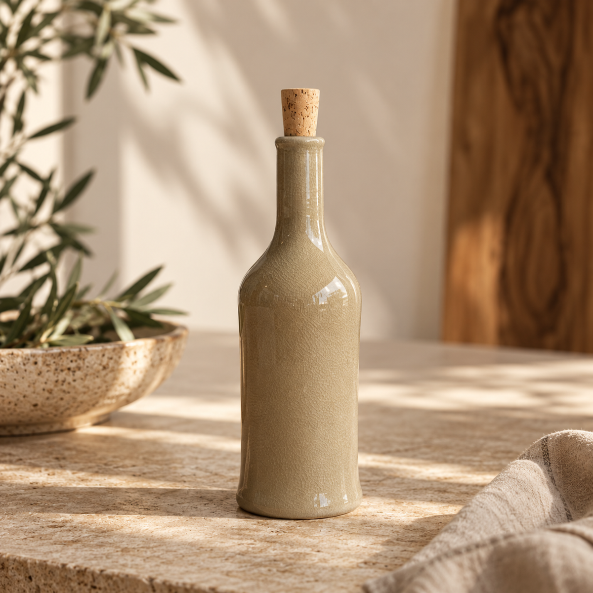 Stoneware Olive Oil Bottle