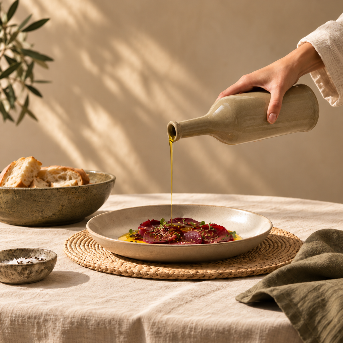 Stoneware Olive Oil Bottle